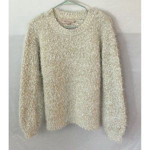 PHILOSOPHY Cream Fuzzy Popcorn Crew Neck Sweater Long Sleeve Knit Size Medium